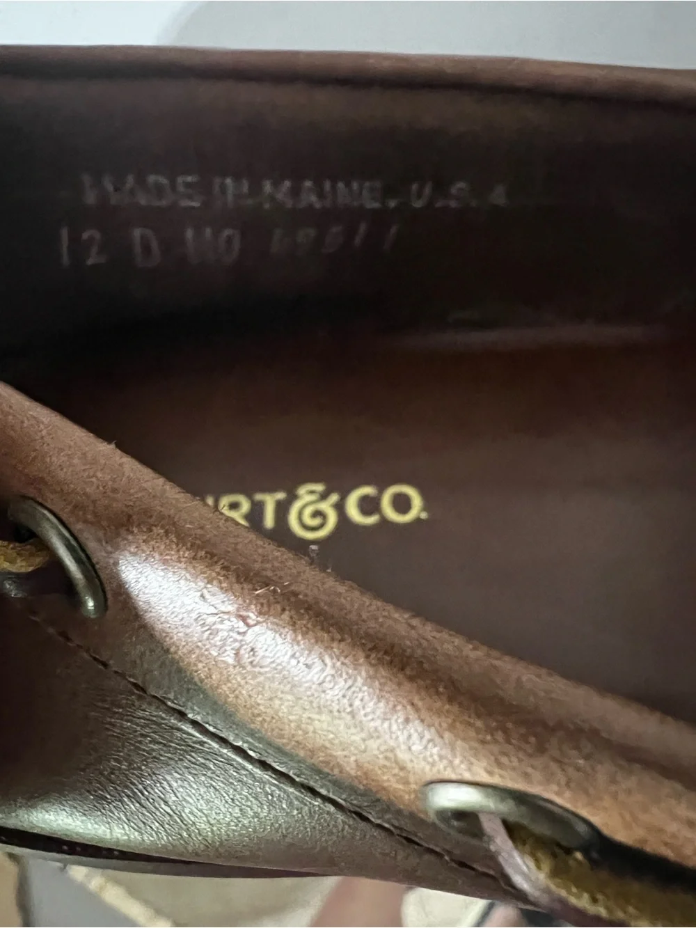 Rancourt Men's Natural Chromexcel Leather Boat Shoes us12 D Made in USA like New
